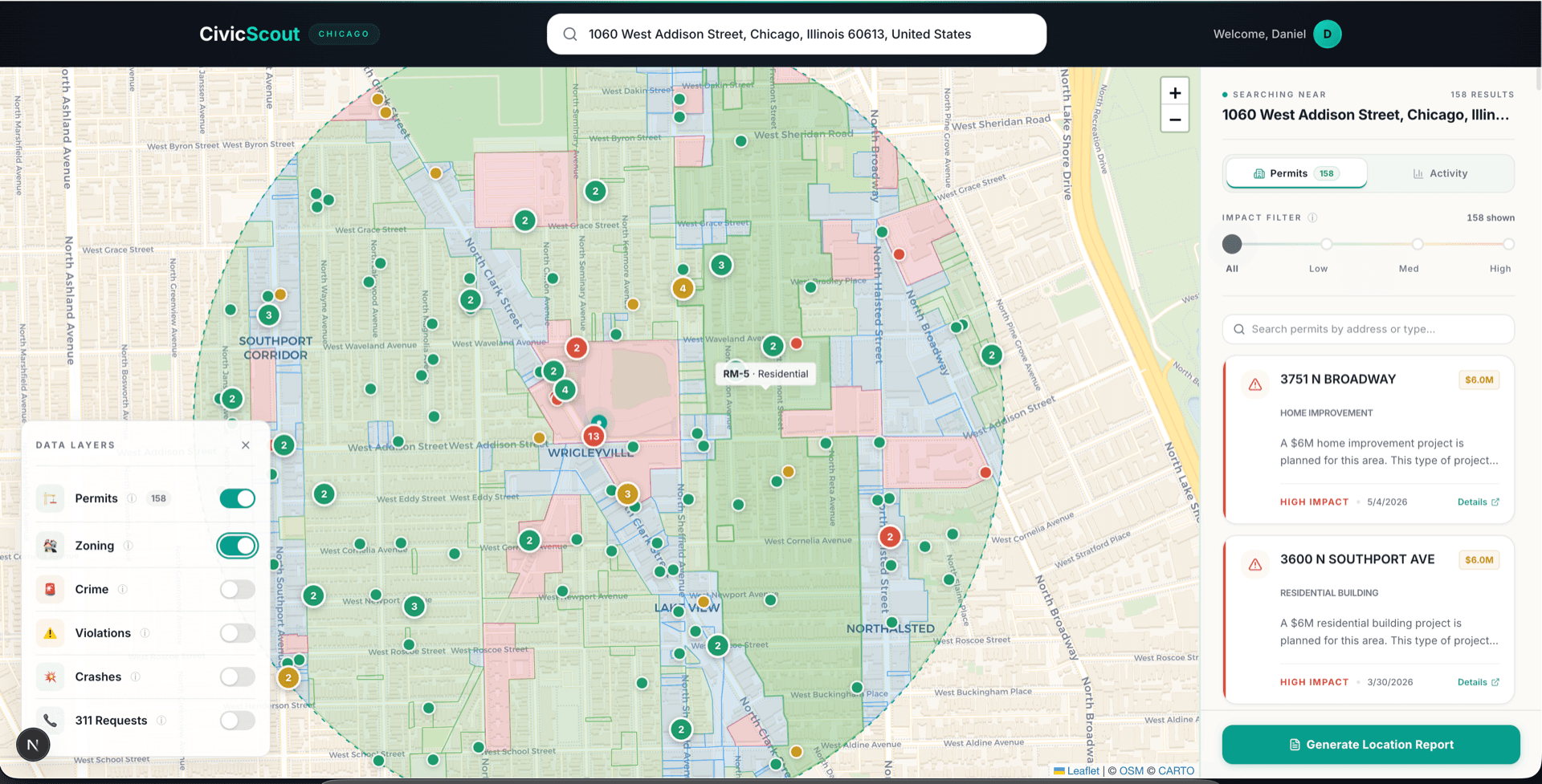 Zoning overlay on map